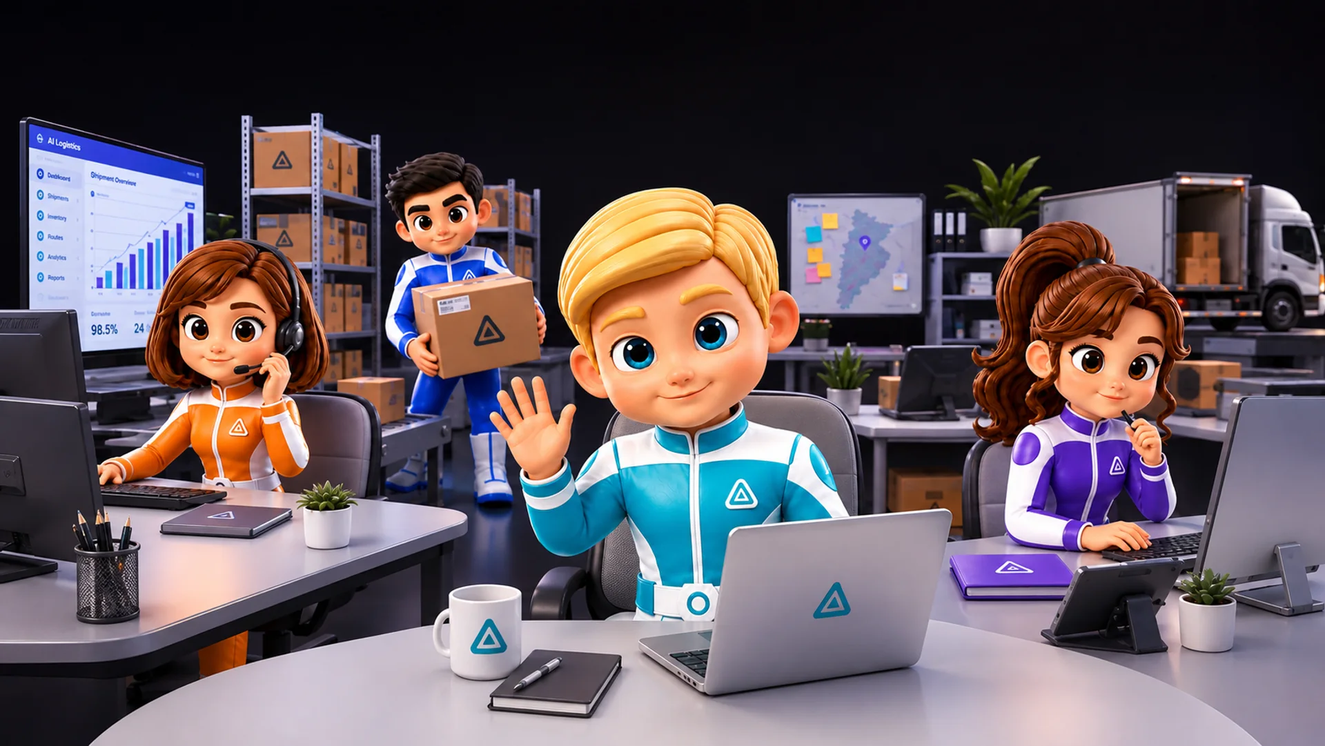 El equipo de agentes de IA de VeBOX trabajando en el depósito