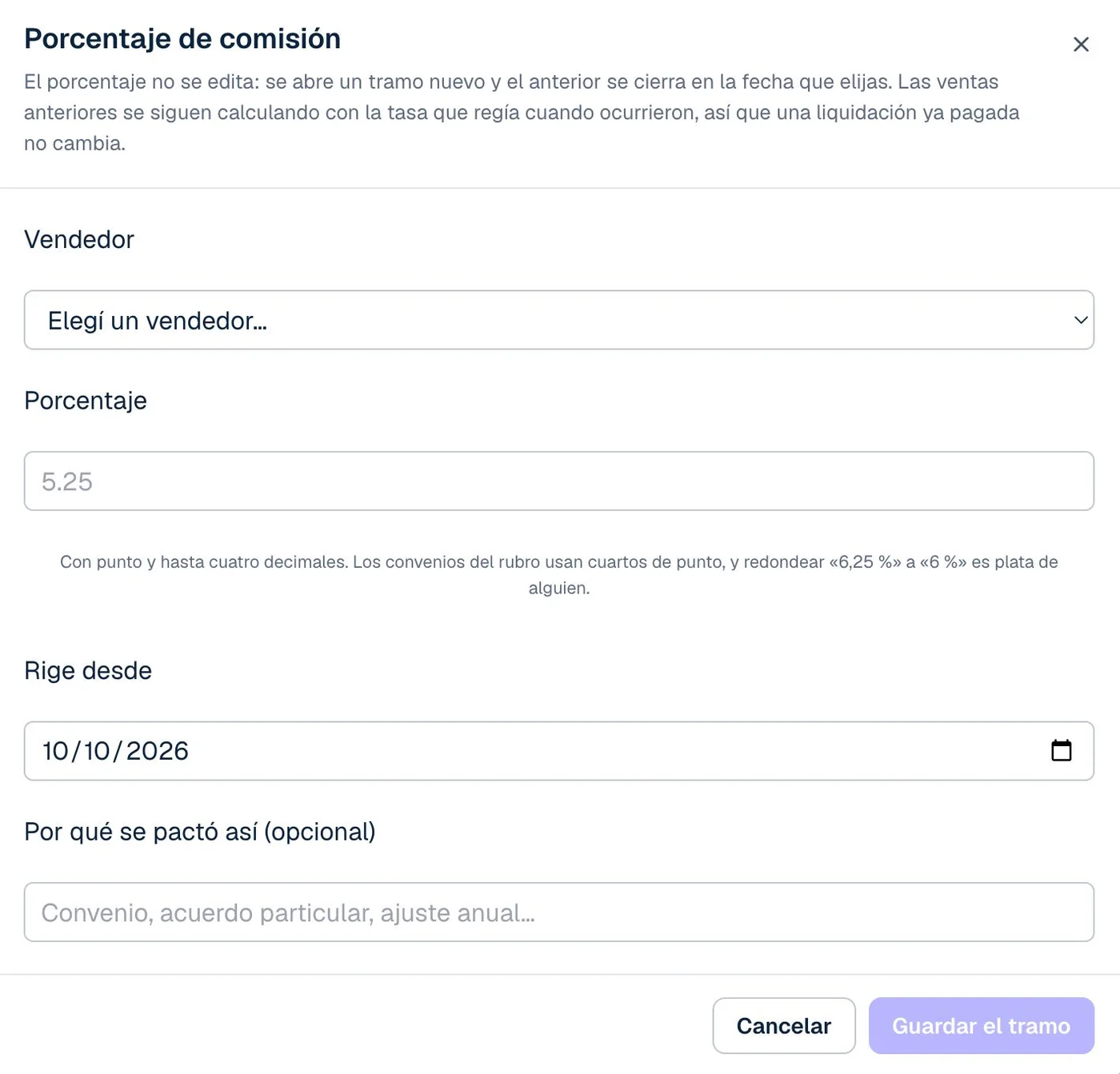 Vendedores y comisiones